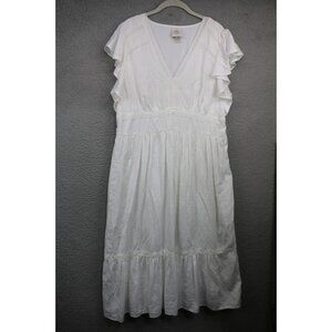Knox Rose White V Neck Ruffle Maxi Dress-Size XL-Lined-Cottagecore-Beachy